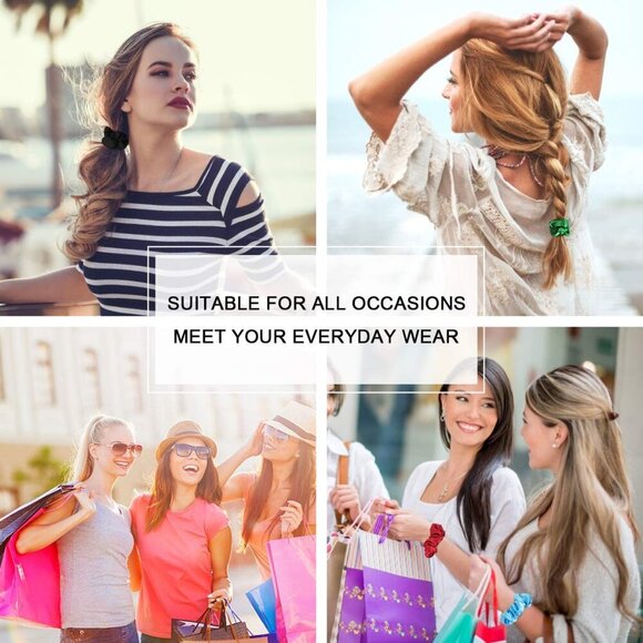 50 Satin Hair Scrunchies in Multiple Colors - Silk Accessories for Curly Hair, T - Picture 7 of 7